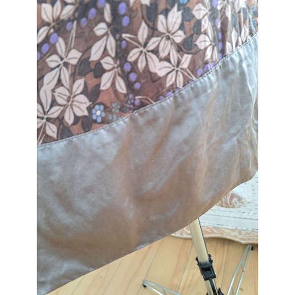 Magic Mystery Boho Bell Sleeve Tunic Top Multi Print Taupe/ Purple Sz S - Picture 6 of 9